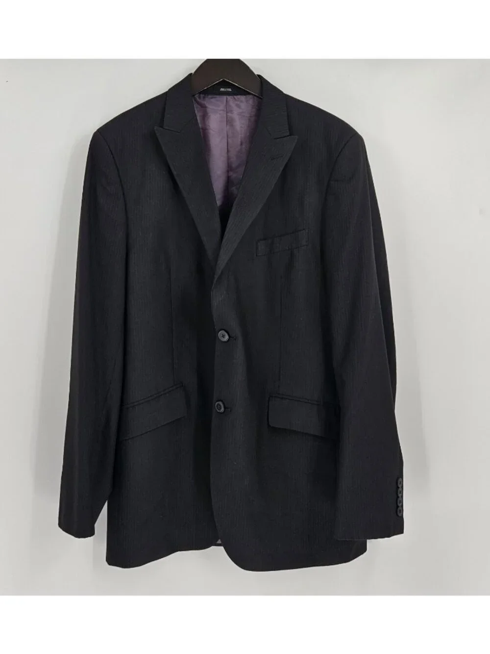 J Ferrar Modern Fit Black Pinstripe Suit Set 42L Jacket & 36x32 Pants Men's